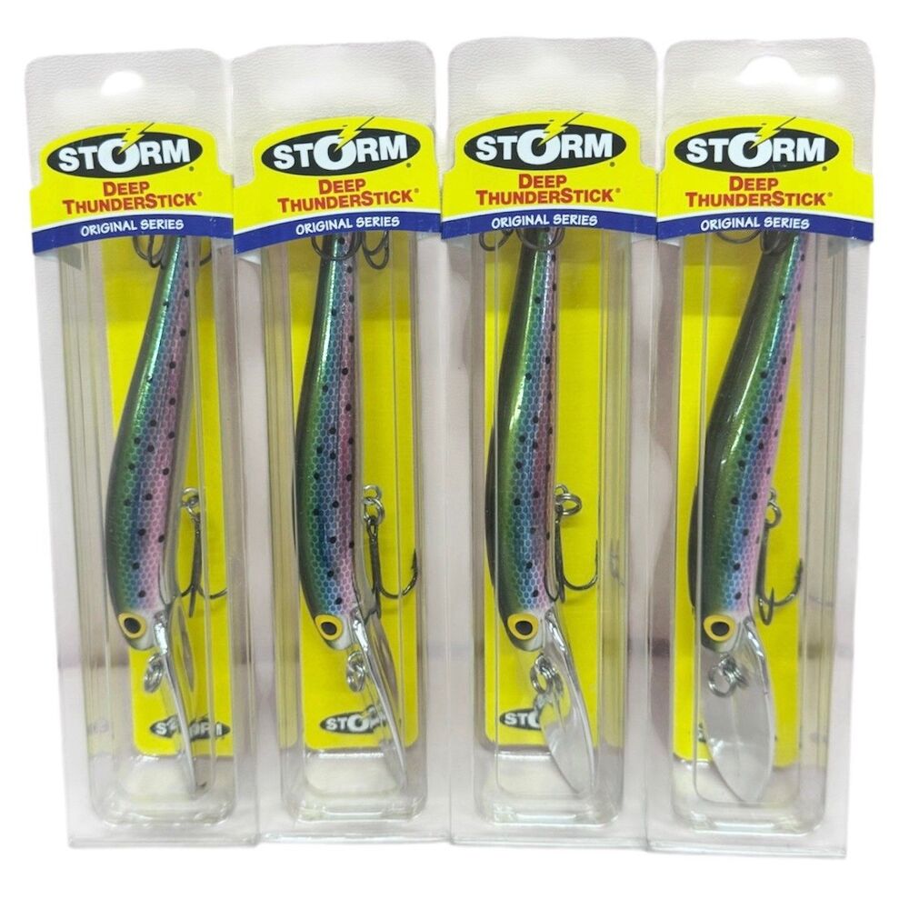 (A7) Lot of 4 Storm Original Deep Thunderstick Lures Metallic Rainbow Trout NIP